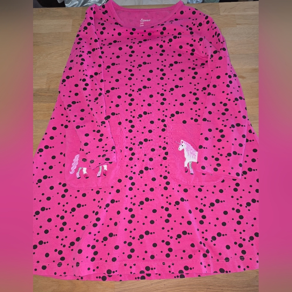 Cat & Jack Pink Polka Dot A-Line Skirt with Unicorns